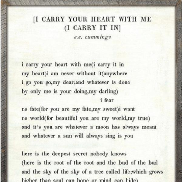 Sugarboo Designs I Carry Your Heart - Poetry Collection Sign Ships Free ...